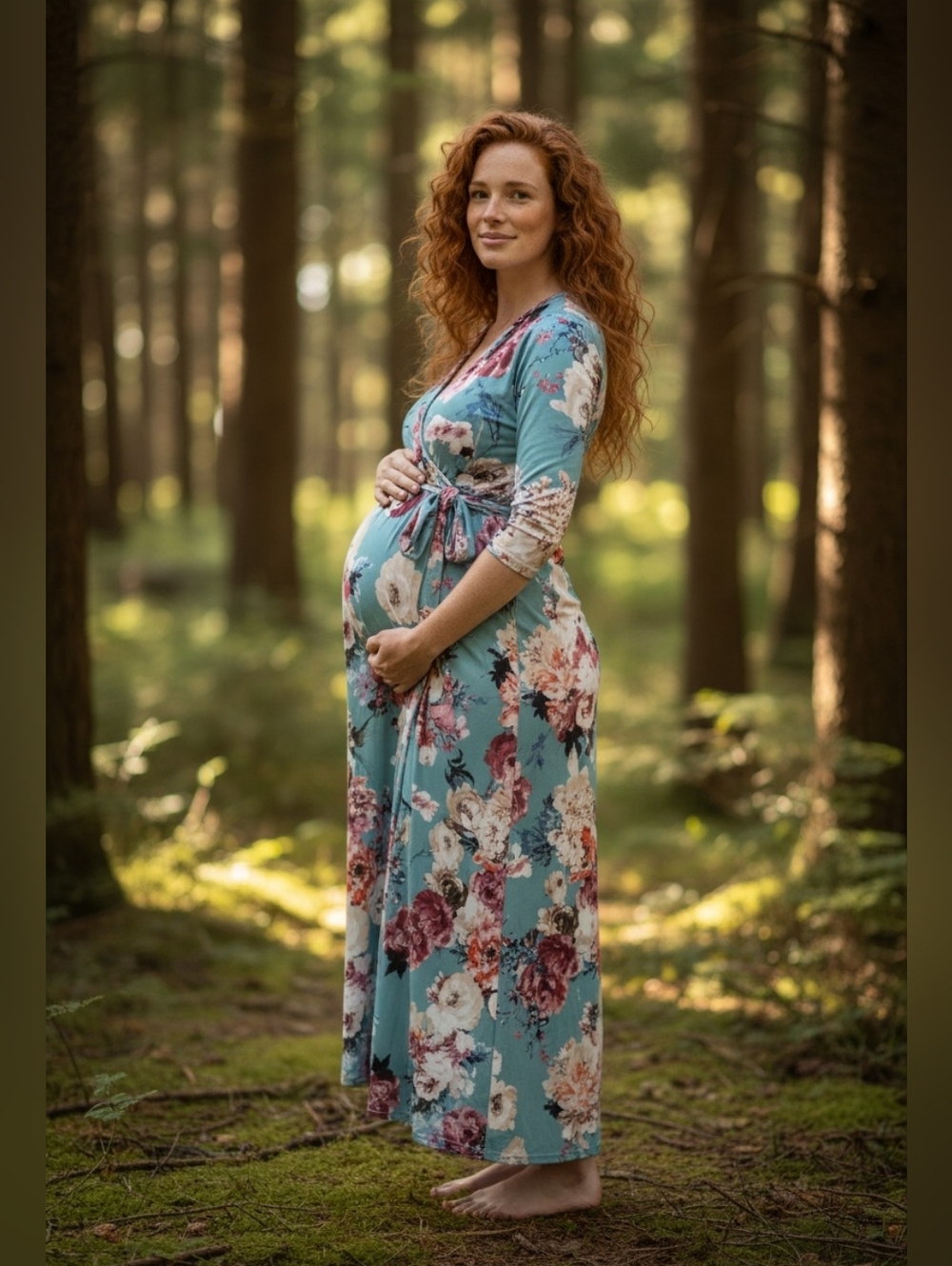 Pink Blush Boutique Women's Teal Blue & Pink Floral Maxi Dress-Size Small